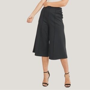 Black Wide-Leg Culotte Pants